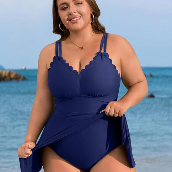 Charmo Plus Size Swimsuit for Women Swim Dress One Piece Tummy Control 3x - Picture 4 of 7